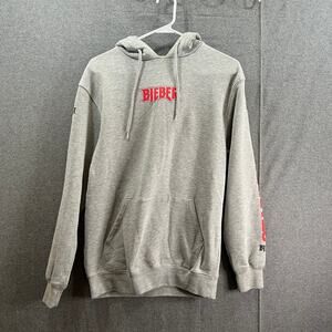 Justin Bieber Hoodie Jacket Adult XS Gray Pullover Stadium Tour Mens